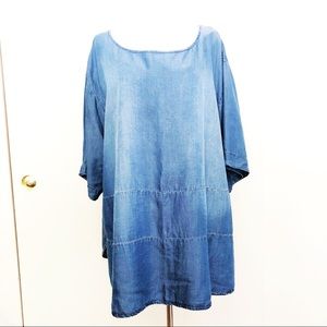 Lane Bryant Chambray Blouse Lightweight Casual Top